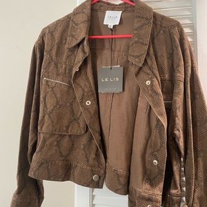 Brown snakeskin print jean jacket